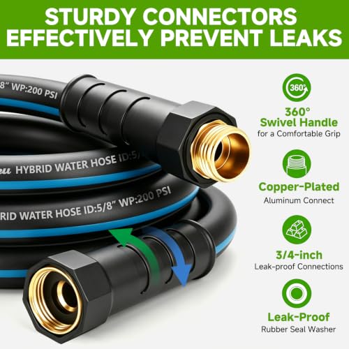 Heavy Duty Garden Hose 50FT 5/8", Non-Expanding No Kink Flexible Water Hose - size: 50ft