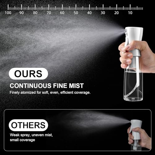 Continuous Spray Bottle for Hair, Ultra Fine Mist Sprayer, 2 Pack