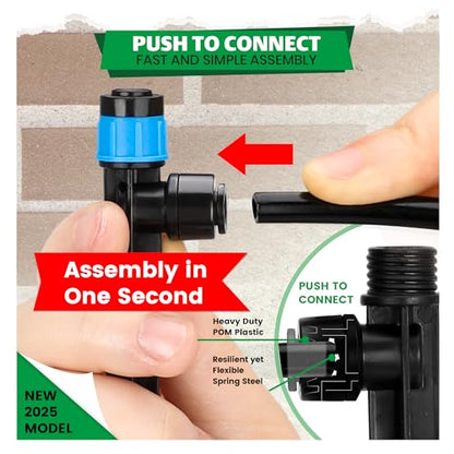 Bonviee 40-Pack 1/4-Inch Quick-Connect Adjustable Drip Emitters, Vortex - size: 40 Pack - Vortex Push-To-Connect Emitter