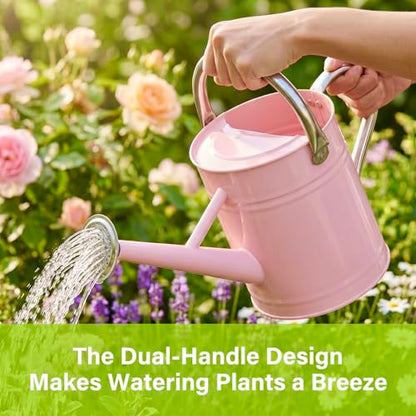 1 Gallon Watering Can for Outdoor&Indoor Plants，Pink - color: Pink
