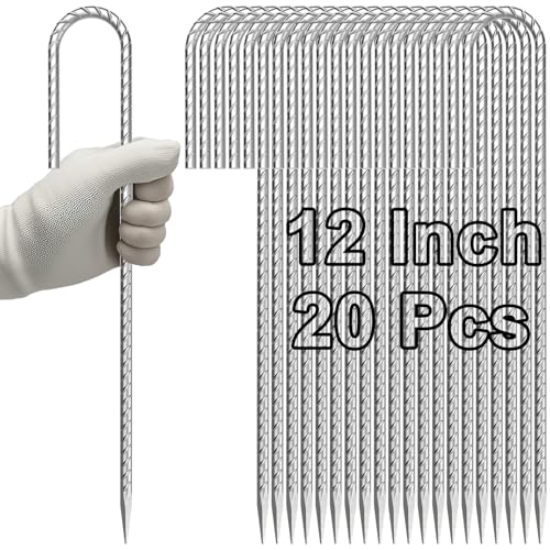 VVOKGO Rebar-Stakes-12-Inch J Hook Galvanized Garden Tent Stakes Heavy Duty - color: J-12 Inch-Φ1/4"-Galvanized, size: J-12 Inch-20 Pcs