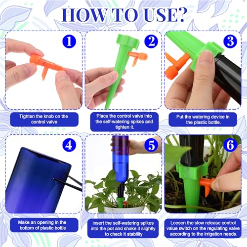 Plant Watering Devices with Self Spikes and Plastic Bottles - size: Blue