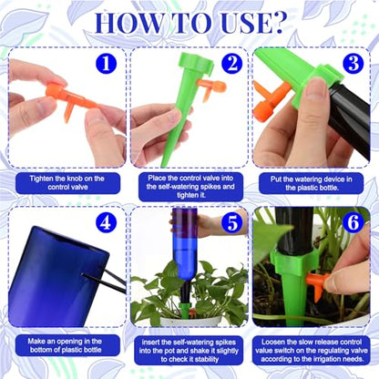 Plant Watering Devices with Self Spikes and Plastic Bottles - size: Blue