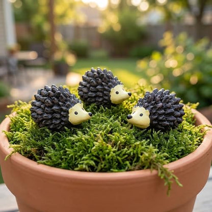 Hedgehog Figurines: 20Pcs Resin Hedgehog Miniature Moss Landscape DIY Crafts Accessories Animals Model for Fairy Garden Home Ornaments