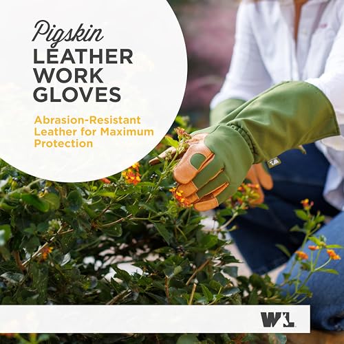 Wells Lamont Women's Leather Rose Pruning Gauntlet Gardening Gloves, Small - size: Small