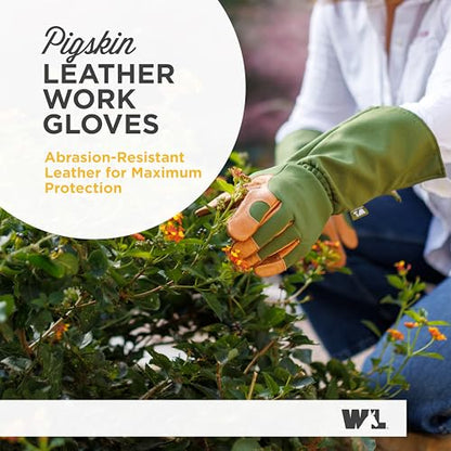 Wells Lamont Women's Leather Rose Pruning Gauntlet Gardening Gloves, Large - size: Large