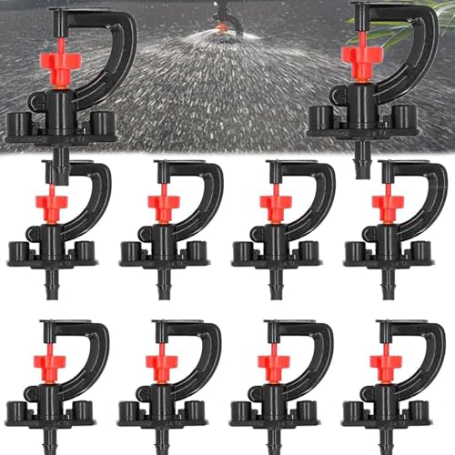 10 Set Drip Irrigation Sprayer Tips, G Type Micro Rotating Sprinkler, 360 Degree Drip Irrigation Emitters, Plastic Refraction Nozzle for Greenhouse, Garden Watering