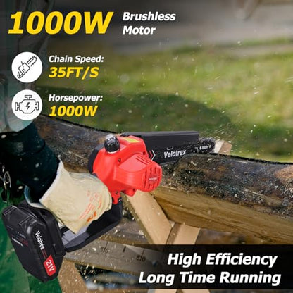 2-in-1 Cordless Pole Saw and Mini Chainsaw for Pruning Branches, Cutting