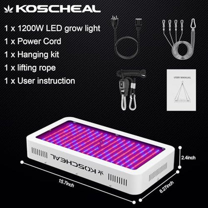 KOSCHEAL KS2000 230W LED Grow Light, 2.8 µmol/J Full Spectrum - color: Creamy White
