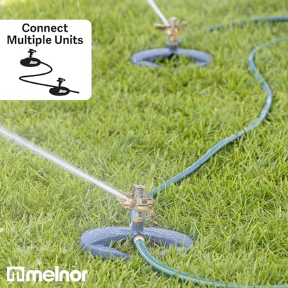Melnor 65195AMZ Deluxe Pulsating Lawn Sprinkler, 85 ft. Diameter Coverage, Adjustable Watering Pattern, Metal Spray Head, Weighted Sled Base, Grey - style: Weighted Base