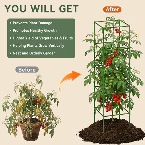 2 Pack 72" Tomato Cages for Garden, Heavy Duty Adjustable Plant Support - size: 72 inch