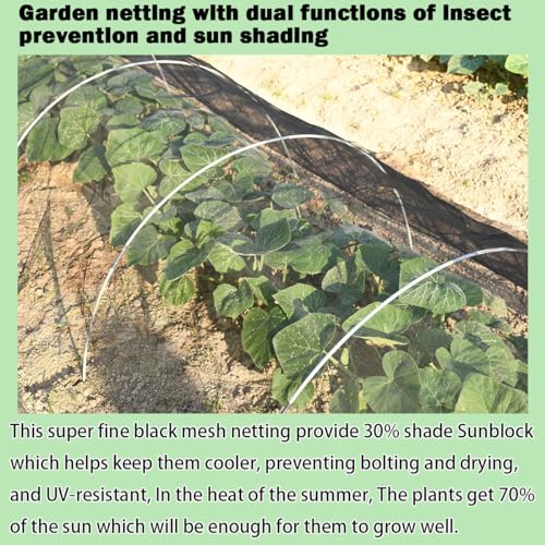 Thicker Garden Mesh Netting, 8.2’ x 33’ Ultra Fine Black Plant Row Covers - size: 8.2FT x 33FT