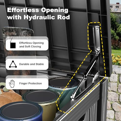 EasyUp 180 Gallon Deck Box, Waterproof& UV Resistant, Black - color: Black, size: 180 Gallon