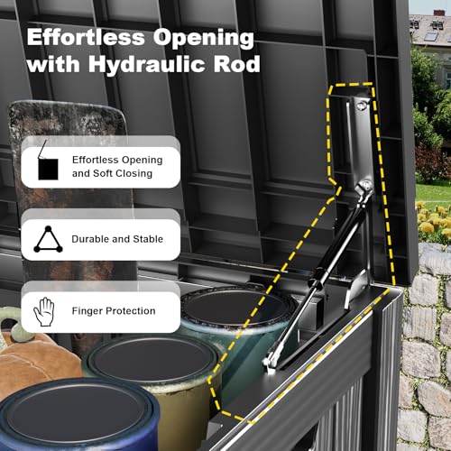 PatioZen 200 Gallon Deck Box Lockable Waterproof UV Resistant Black - color: Black, size: 200 Gallon
