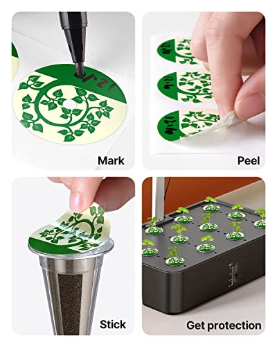 iDOO 102Pcs Seed Pot Labels Sticker, PVC Round Peel and Stick Hydroponic Garden Label, Plant Grow Basket Label