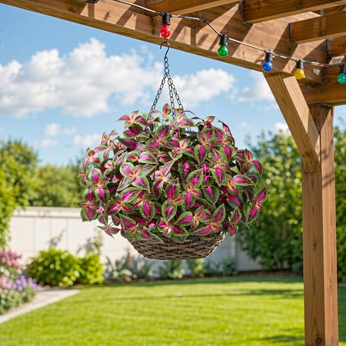 HyeFlora Artificial Coleus Plants Outdoor 5 Pcs (Red) - color: Red