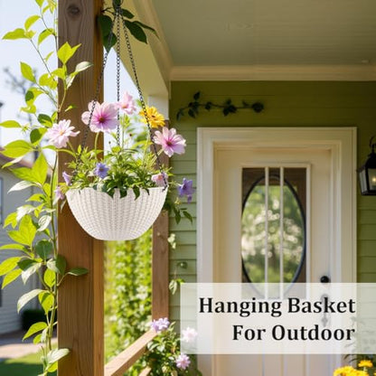 Hanging Planters 8 Inch & 10 Inch, 4 Pack Self Watering Baskets, White - color: White, size: 8 and 10 Inch-4P
