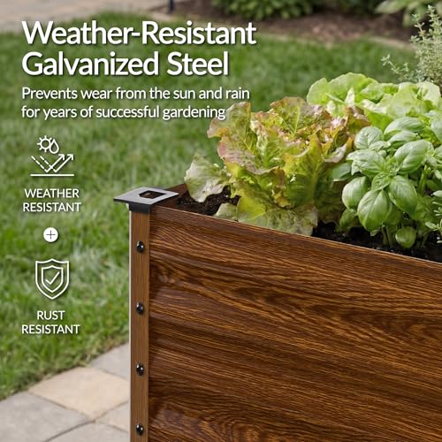 Best Choice Products 48x24x30in Galvanized Raised Garden Bed, Metal Elevated Planter Box, Vegetable Garden for Backyard, Patio, Balcony, 100% Non Toxic Materials - Wood Grain - color: Wood Grain, size: 48x24x30in
