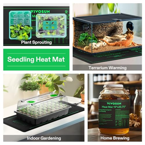 VIVOSUN 10"x 20.75" Seedling Heat Mat and Digital Thermostat Combo Set - size: 10"x20.75"