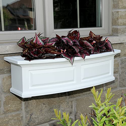 Mayne Nantucket 36in Self-Watering Rectangular Window Box Planter, White - color: White, size: 36in