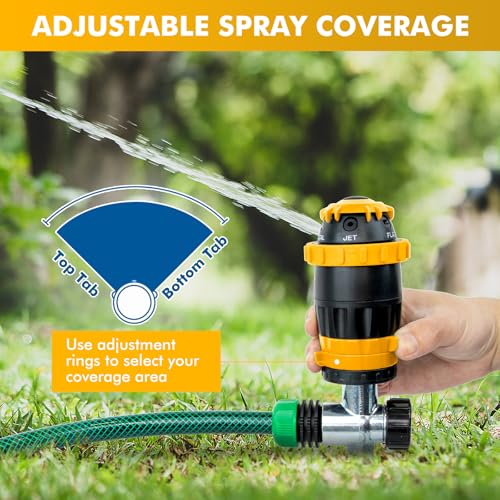 RESTMO Gear Drive Sprinkler with Metal T-Spike Base,Yellow - color: Yellow, size: 1 Pack