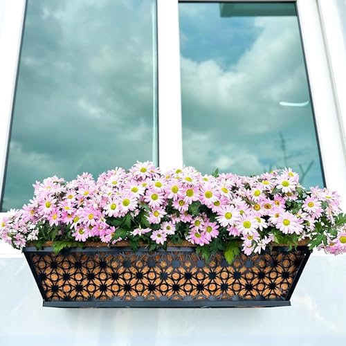 LaLaGreen Deck Wall Planter (24 in, 4 Pack) Black Horse Trough Window Box - size: 24" (61cm) x 4 pack