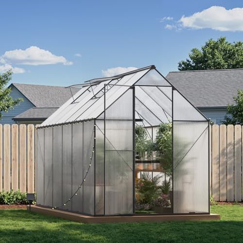 Greenhouse for Outdoors, Heavy-Duty Polycarbonate Greenhouse 6X12 FT - size: 6X12 FT