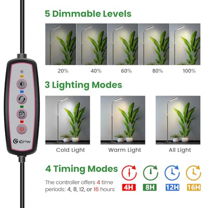 Wiaxulay Floor Plant Lights for Indoor Growing, Full Spectrum Grow Light - size: 1 Head-Black