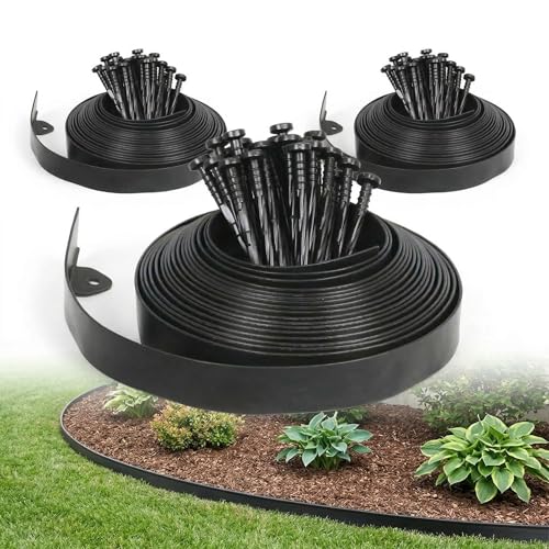 Gardzen 1.5" x 100' Landscape Edging Kit - color: Black, size: 1.5IN-100FT