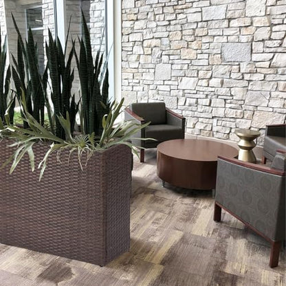 SUNNYPARK Large Rectangular Planter for Outdoor Rattan Block Box 32x11x24'' - color: Brown