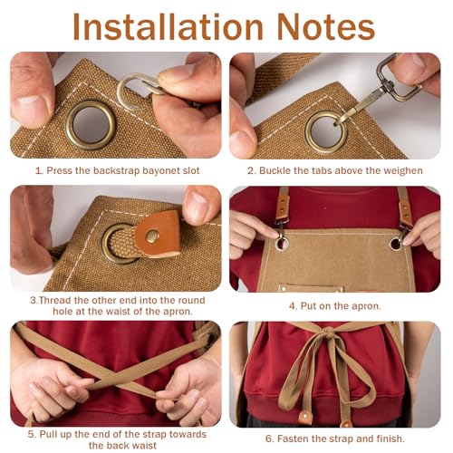Woodworking Apron Heavy Wax Canvas Work Apron - color: Khaki