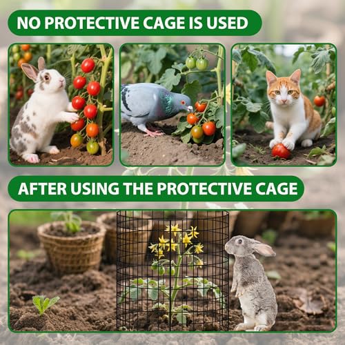 30 Pcs Wire Plant Protector Cages,11.8"x12" w/ Zip Ties & U Stakes