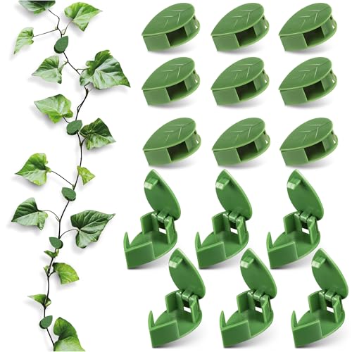 DIMROM 60 Pcs Money Plant Clips for Wall with 72Pcs Self-Adhesive Stickers - color: Green Leaf