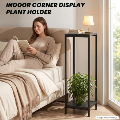 TOSKING 2-Tier Wide & Tall Plant Stand Indoor, Modern Metal Shelf, Black - color: Black-2-tier 41''
