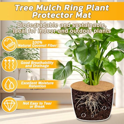 Legigo 6 Pack Coconut Fiber Mulch Ring Tree Plant Protector Mat, 24 Inch - color: 6 Pack, size: 24 Inch