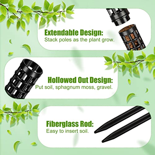 10 Set Plastic Moss Poles for Climbing Plants Indoor Stackable Self Watering Hollow Monstera Plant Support, Moss Not Included(Black) - color: Black