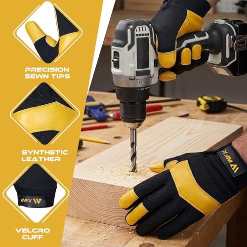 WFX Gardening Working Gloves Garden Thorn Proof Flexible Heavy Duty Leather Mechanic Utility Dexterity Breathable - size: X-Large