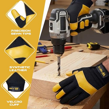 WFX Gardening Working Gloves Garden Thorn Proof Flexible Heavy Duty Leather Mechanic Utility Dexterity Breathable - size: X-Large