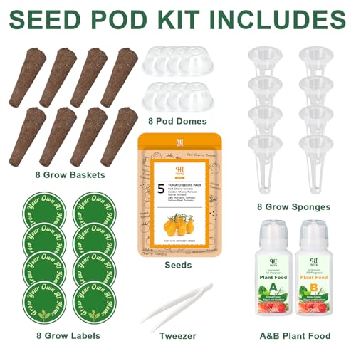 Flower Seed Pod Kit Mix of 6 Different Included Pansy, Cosmos, Zinnia, Marigold, Snapdragon, Cascading Petunia Flower Seed Starter Pod Kit for Hydroponics Growing System with Plant Food, 8-Pod - color: Flower