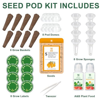 Flower Seed Pod Kit Mix of 6 Different Included Pansy, Cosmos, Zinnia, Marigold, Snapdragon, Cascading Petunia Flower Seed Starter Pod Kit for Hydroponics Growing System with Plant Food, 8-Pod - color: Flower