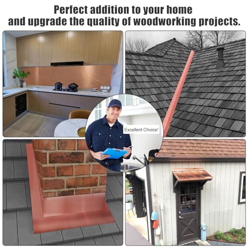 Copper Flashing 99.95% Pure - 24 Gauge 0.5mm Thick Copper Strip - Solid Copper Roll in Various Widths & Length – ASTM B152M Copper Sheet - Contractors & DIY Projects (24 Ga, 6" Width x 5 FT) - size: 24 Ga, 6" Width x 5 FT