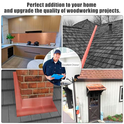 Copper Flashing 99.95% Pure - 24 Gauge 0.5mm Thick Copper Strip - Solid Copper Roll in Various Widths & Length – ASTM B152M Copper Sheet - Contractors & DIY Projects (24 Ga, 6" Width x 5 FT) - size: 24 Ga, 6" Width x 5 FT