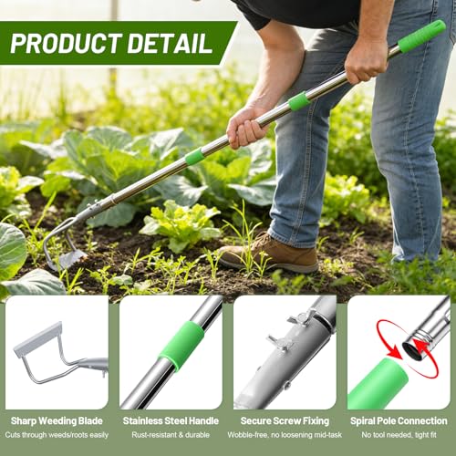 COCONUT 65" Heavy Duty Hand Weeder Puller Tool with Long Handle