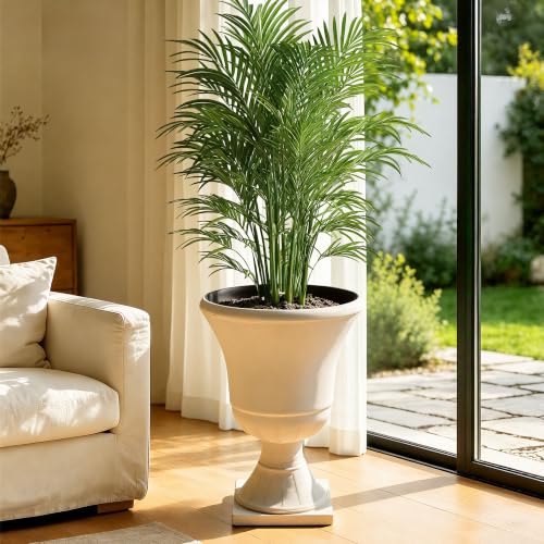 22" Tall Urn Planters Set of 2 Large Flower Pots, Antique Ivory - color: 22"-antique Ivory