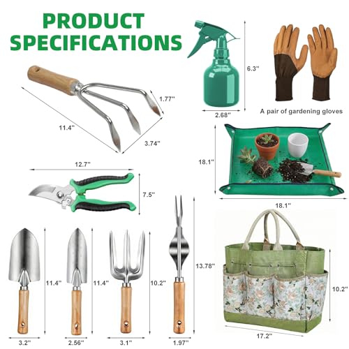 10Pack Gardening Tools for Backyard Lawn Planting & Weeding
