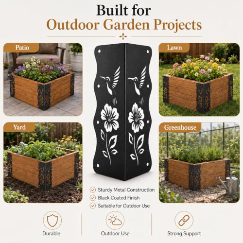 8 Pcs Decorative Raised Garden Bed Corner Brackets, Black
