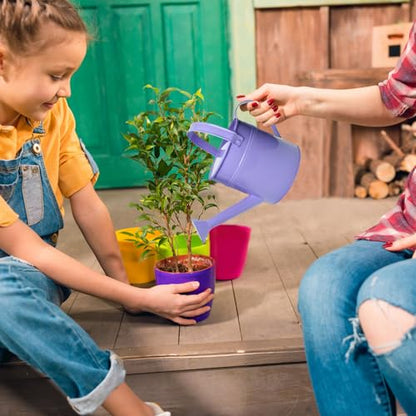 Small Metal Watering Can Set, Pink, 1.2L and 0.23L Garden Cans with Long Spout, Indoor Outdoor Plant Care (Purple) - color: Purple