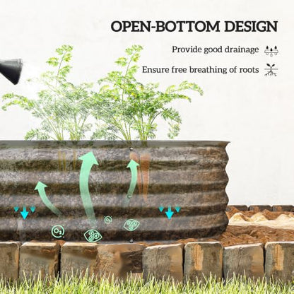 Outsunny 8' x 2' x 1' Galvanized Raised Garden Bed Kit, Dark Gray - color: Dark Gray, size: 8' x 2' x 1'