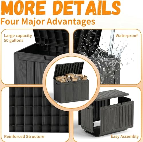 50 Gallon Outdoor Package Delivery Box, Black - color: Black, size: 50 Gallon