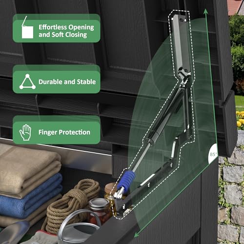 PatioZen 310 Gallon Deck Box Lockable Waterproof UV Resistant Black - color: Black, size: 310 Gallon